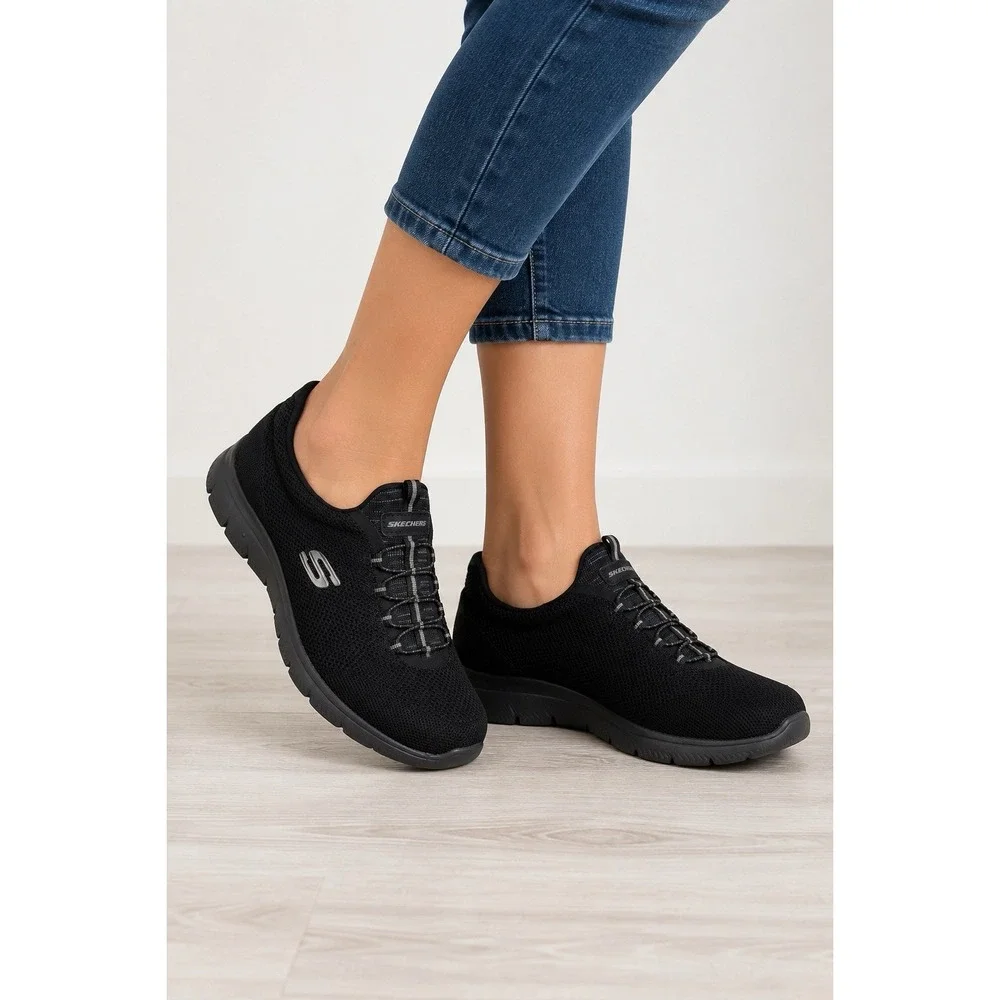 Skechers Sneakers Womens 9.5 Wide Black Shoes Summits Cool Classics 149206W